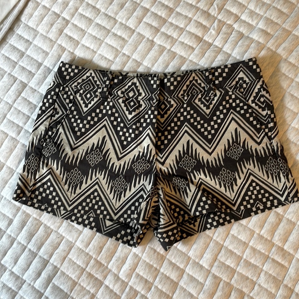 J. Crew Black and White Patterned Shorts. Size 0